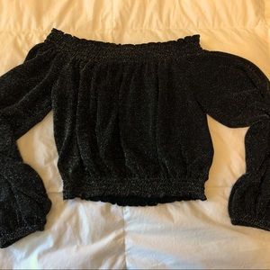 H&M Divided Long Sleeve Off the Shoulder Crop Top